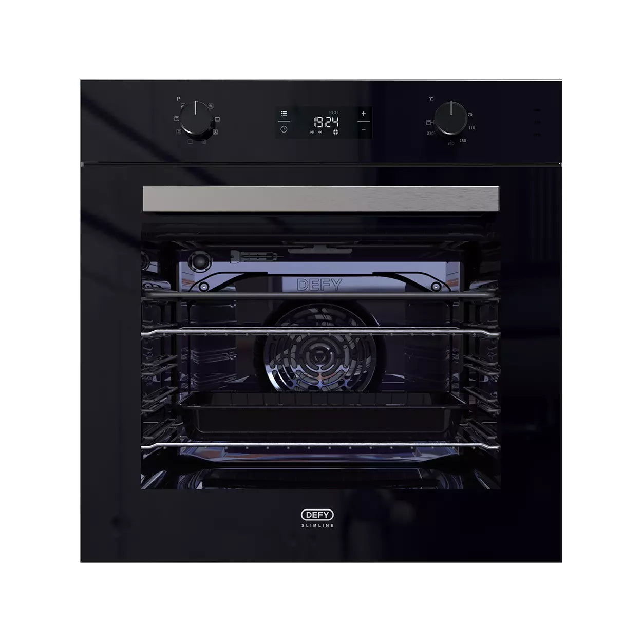 Defy 60cm Slimline Thermofan+ Eye-Level Oven - Black Glass - DBO489E