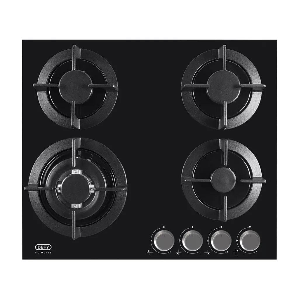 DEFY Slimline Gas On Glass Hob Front Control - DHG604