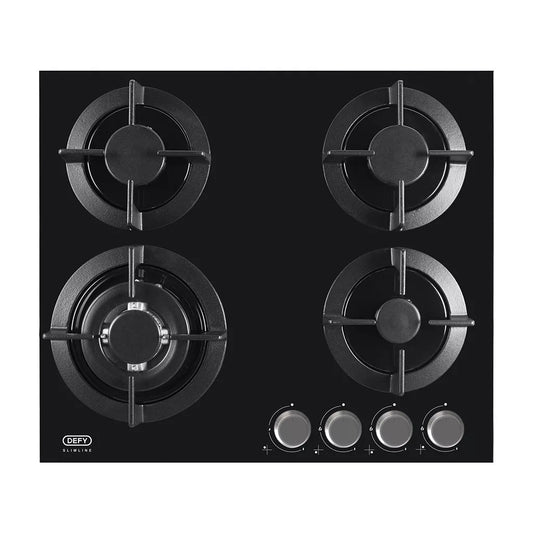 DEFY Slimline Gas On Glass Hob Front Control - DHG604