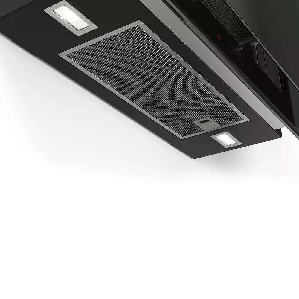 Bosch Series 6 Wall-mounted Extractor Hood 90 cm clear glass black printed - DWF97KM60