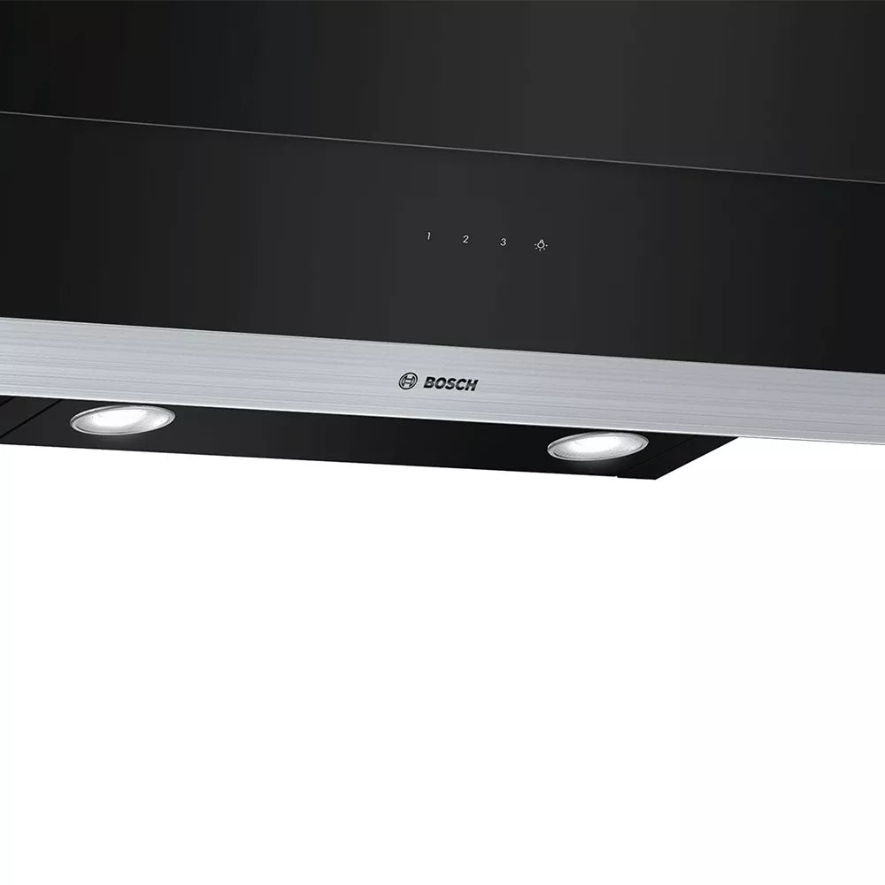 Bosch Series 2 Wall-mounted Extractor Hood 60 cm clear glass black printed - DWK065G60