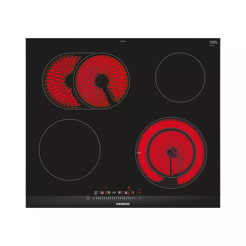 Siemens iQ300 Electric Hob 60 cm Black, surface mount with frame - ET675FNP1E