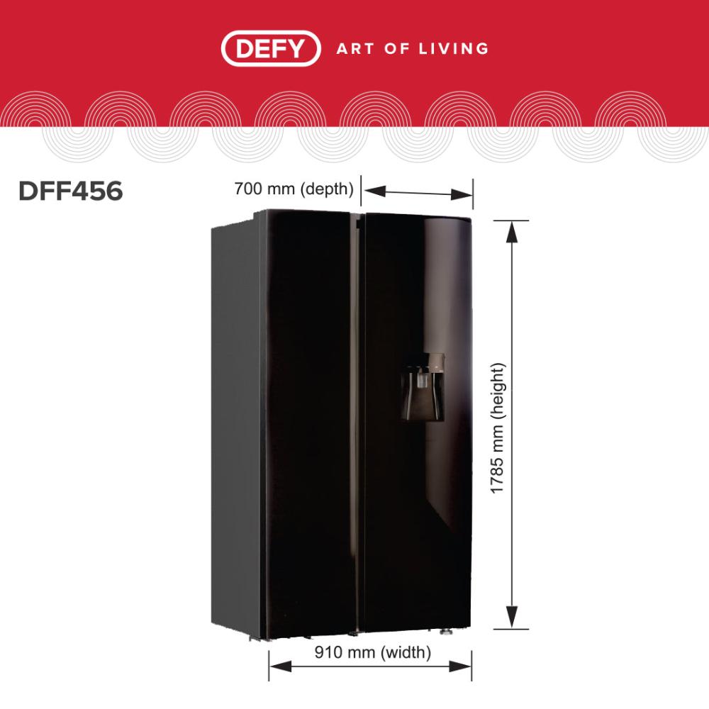 Defy 496lt Elegant Black Glass Side-by-Side – DFF456