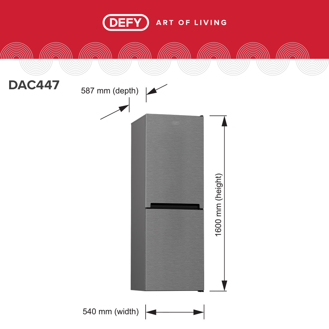 Defy 247lt Bottom Mounted Fridge Freezer - Metallic - DAC447