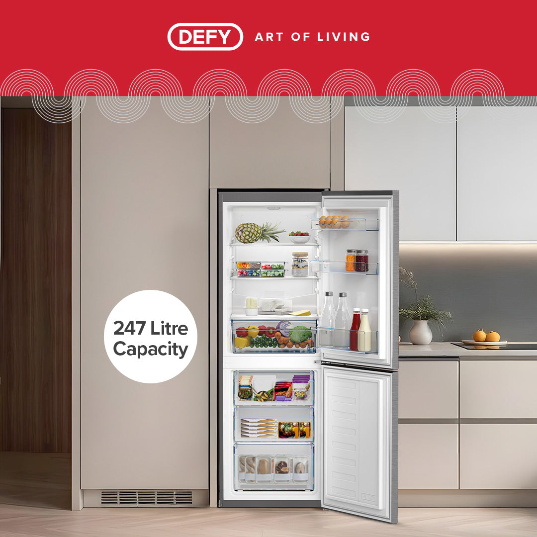 Defy 247lt Bottom Mounted Fridge Freezer - Metallic - DAC447