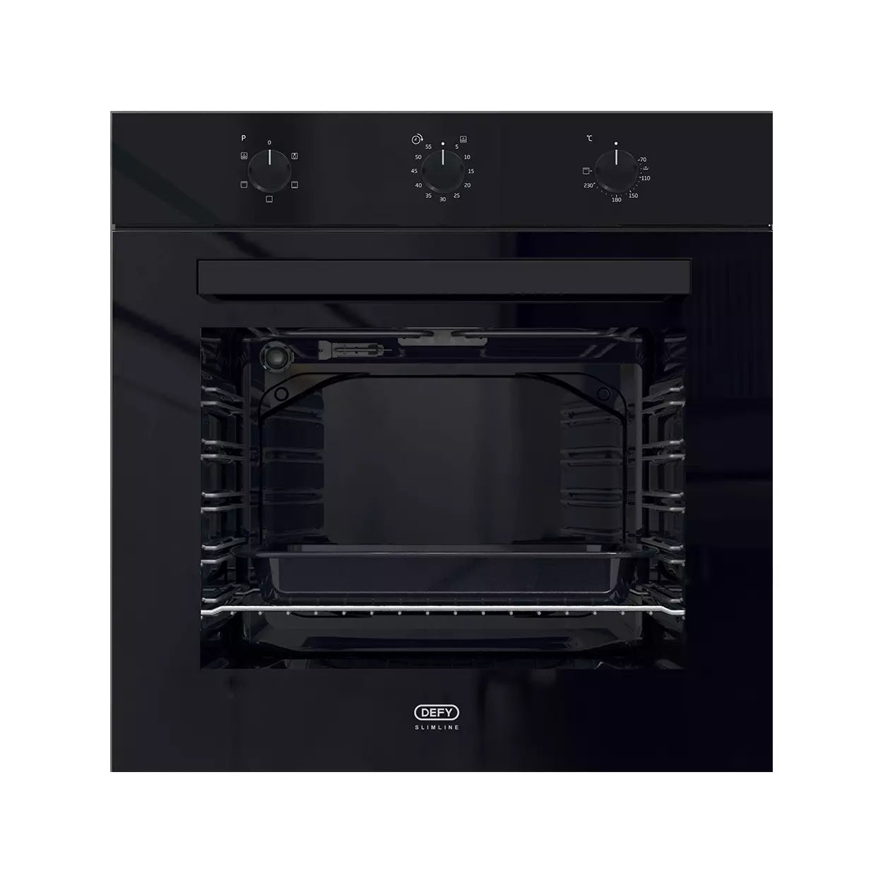 Defy 60cm Slimline Eye-Level Oven - Black Glass - DBO483E