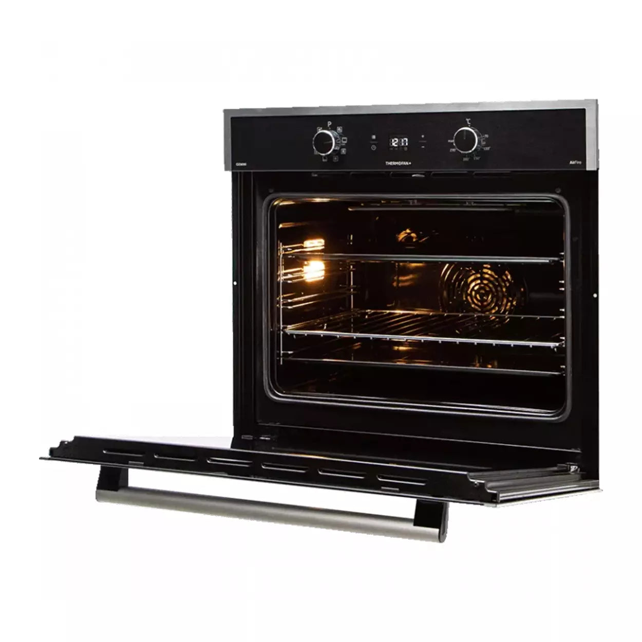 DEFY Gemini Eye-Level Thermofan+ Petit Chef Oven with AirFire Technology - Black Glass - DBO774