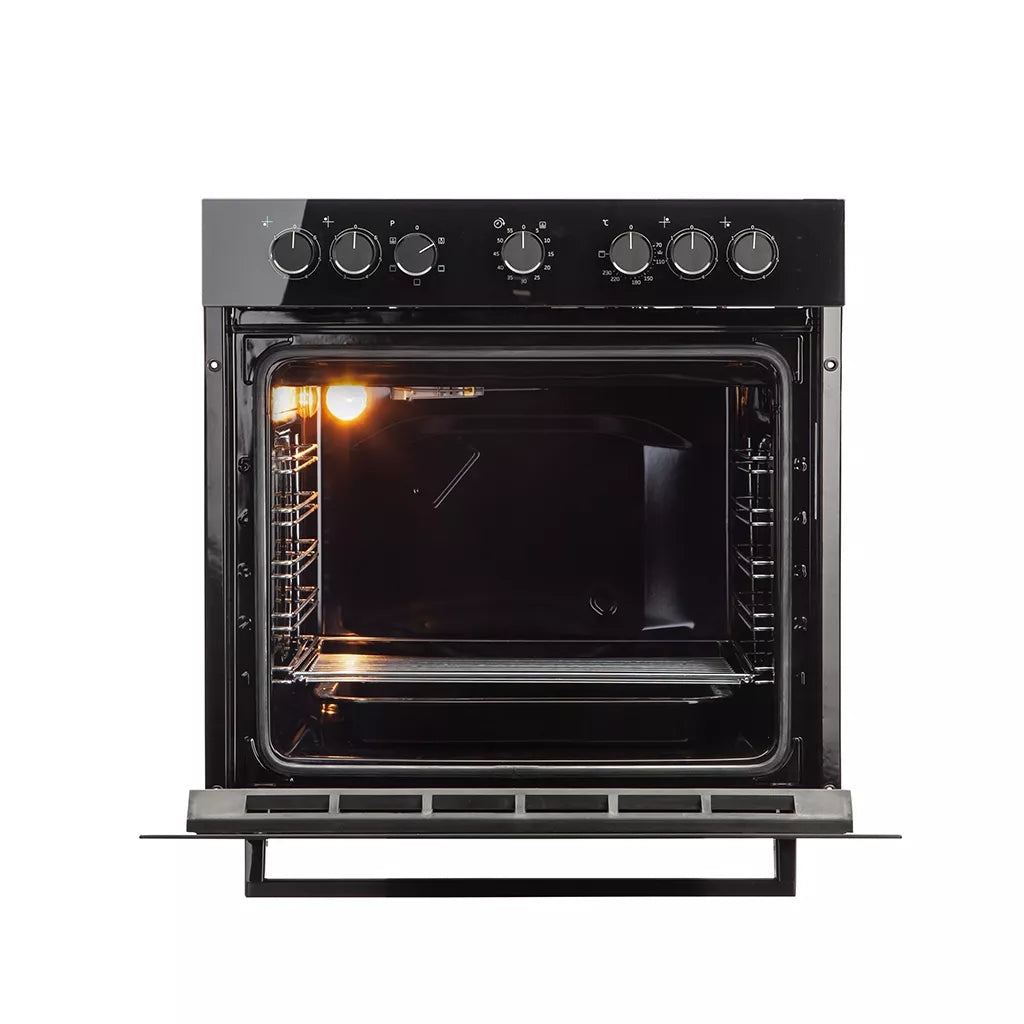 Defy Slimline Bundle - DCB822E - 60cm Glass Undercounter Oven Black + 60cm 4 Solid Plates Hob Black