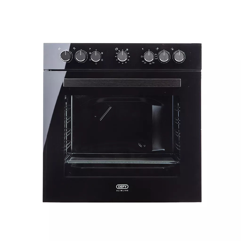 Defy Slimline Bundle - DCB822E - 60cm Glass Undercounter Oven Black + 60cm 4 Solid Plates Hob Black