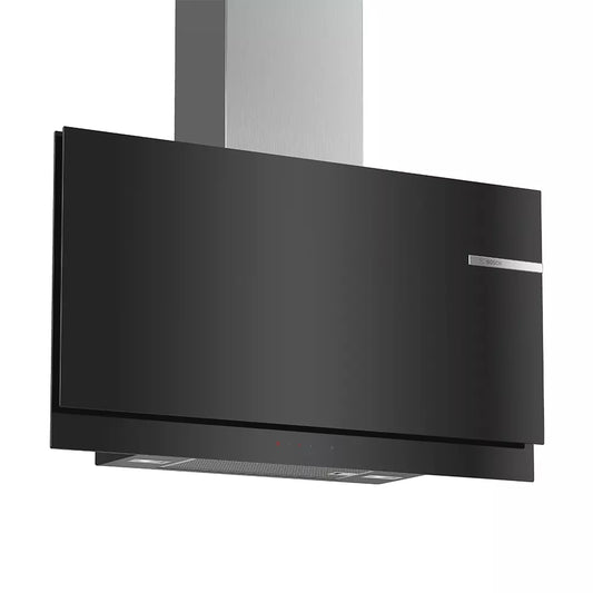 Bosch Series 6 Wall-mounted Extractor Hood 90 cm clear glass black printed - DWF97KM60