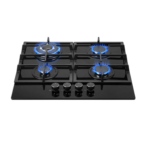 TOTAI 60CM 4 BURNER GAS ON GLASS HOB BLACK 26/GOG4BNR
