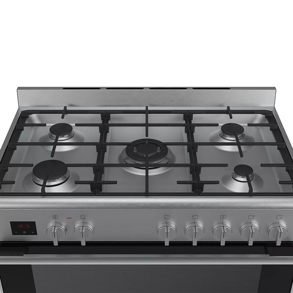 Bosch Series 6 Dual fuel range cooker Stainless steel - HSB737357Z