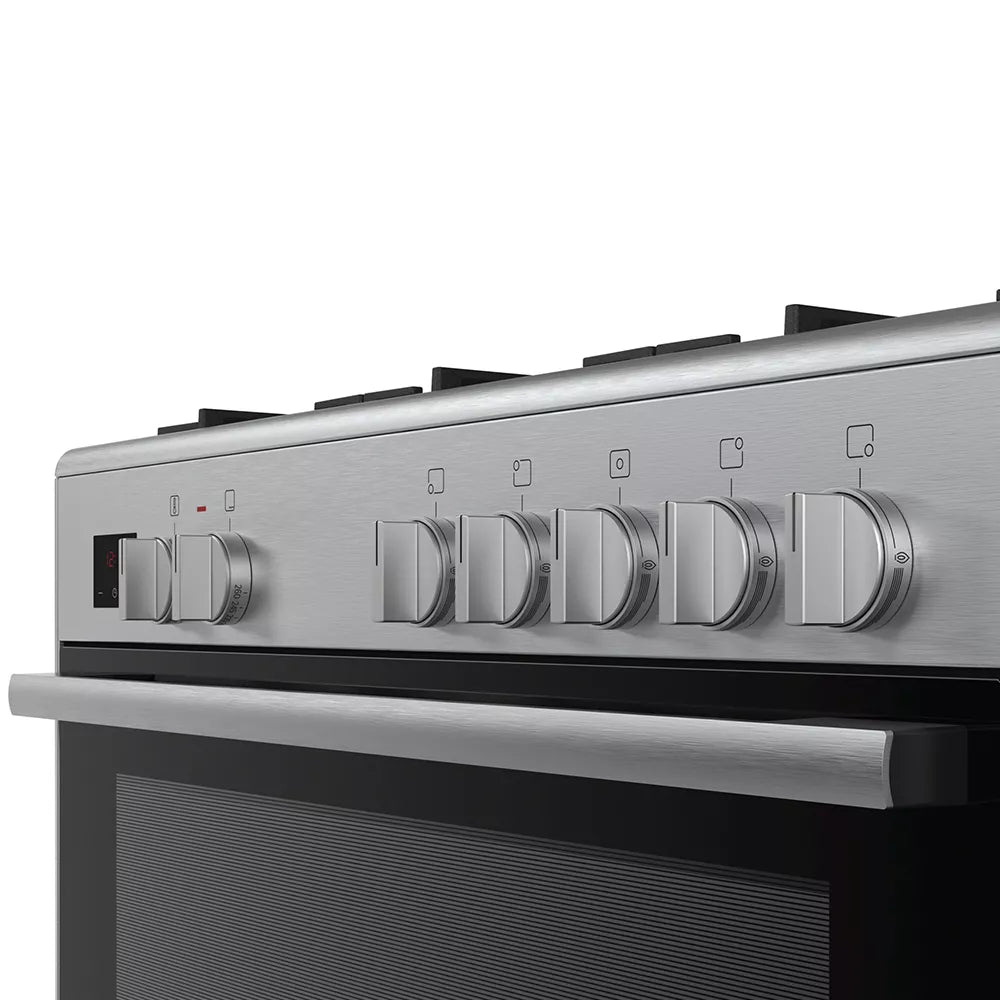 Bosch Series 6 Dual fuel range cooker Stainless steel - HSB737357Z