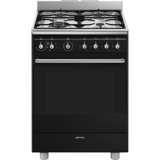 Smeg 60cm Gas / Electric Cooker – Glossy Black SSA60MBL2