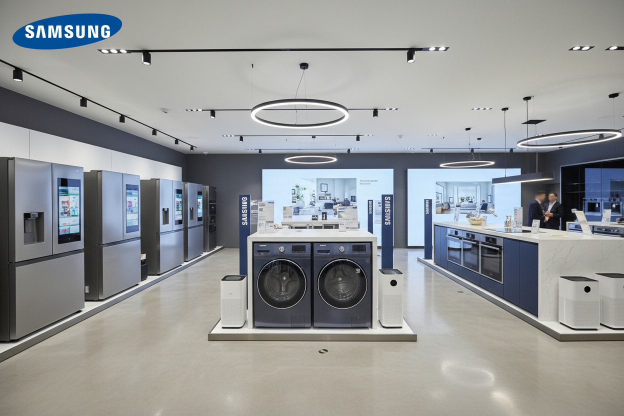 add a samsung logo to left corner 