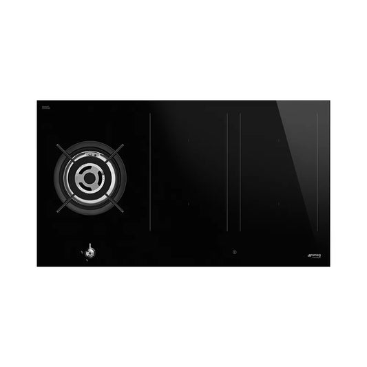 Smeg GAS & INDUCTION HOB - PM3953D (Black glass) 90cm