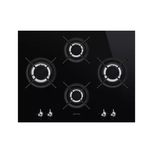 Smeg CLASSIC GAS-ON-GLASS HOB - PV364LCN (Black glass) 65cm