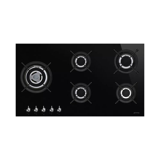 Smeg CLASSIC GAS-ON-GLASS HOB - PV395LCN (Black glass) 90cm