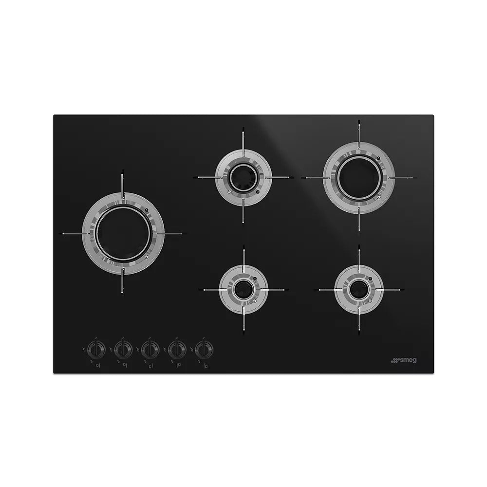 Smeg DOLCE STIL NOVO LAMINAR FLAME GAS HOB - PVL675CN (Black glass) 75cm